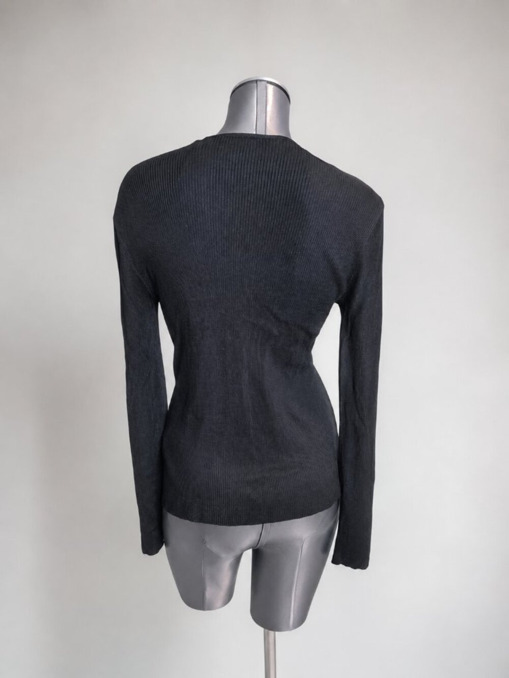 Laundry by Shelli Segal Black Ribbed Knit 2-Piece Cardigan & Tank Set Size L - Picture 7 of 13